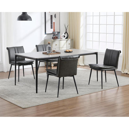 Ya-Home Esszimmerstühle 2er Set Grau – & Metall in Lederoptik
