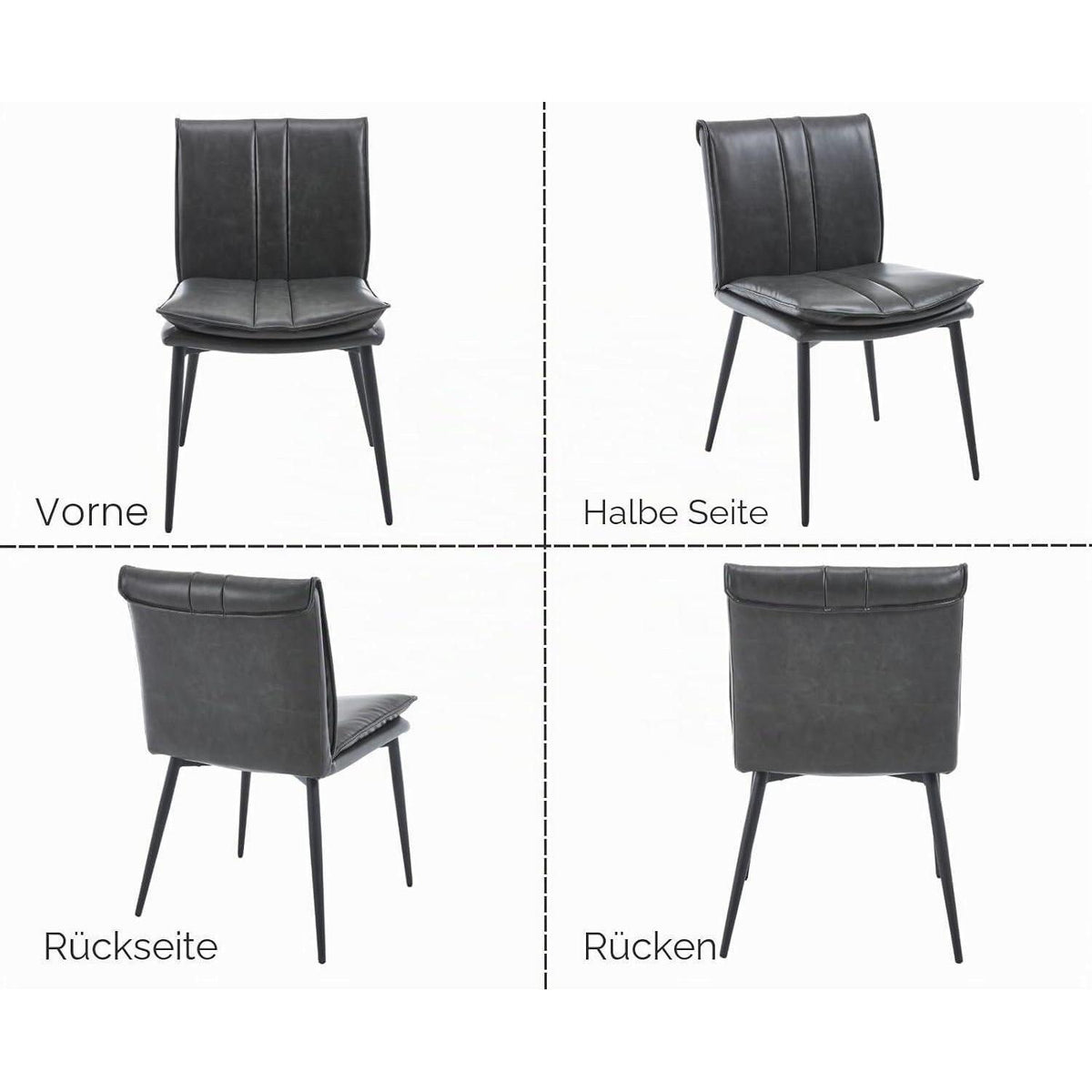 Ya-Home Esszimmerstühle 2er Set Grau – & Metall in Lederoptik