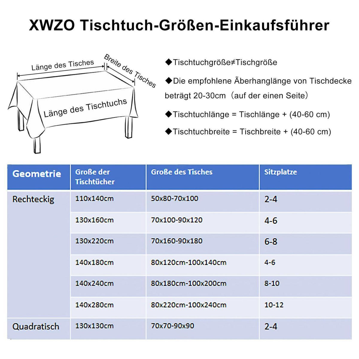 Gestreifte Tischdecke wasserabweisend 130x220cm Elfenbein