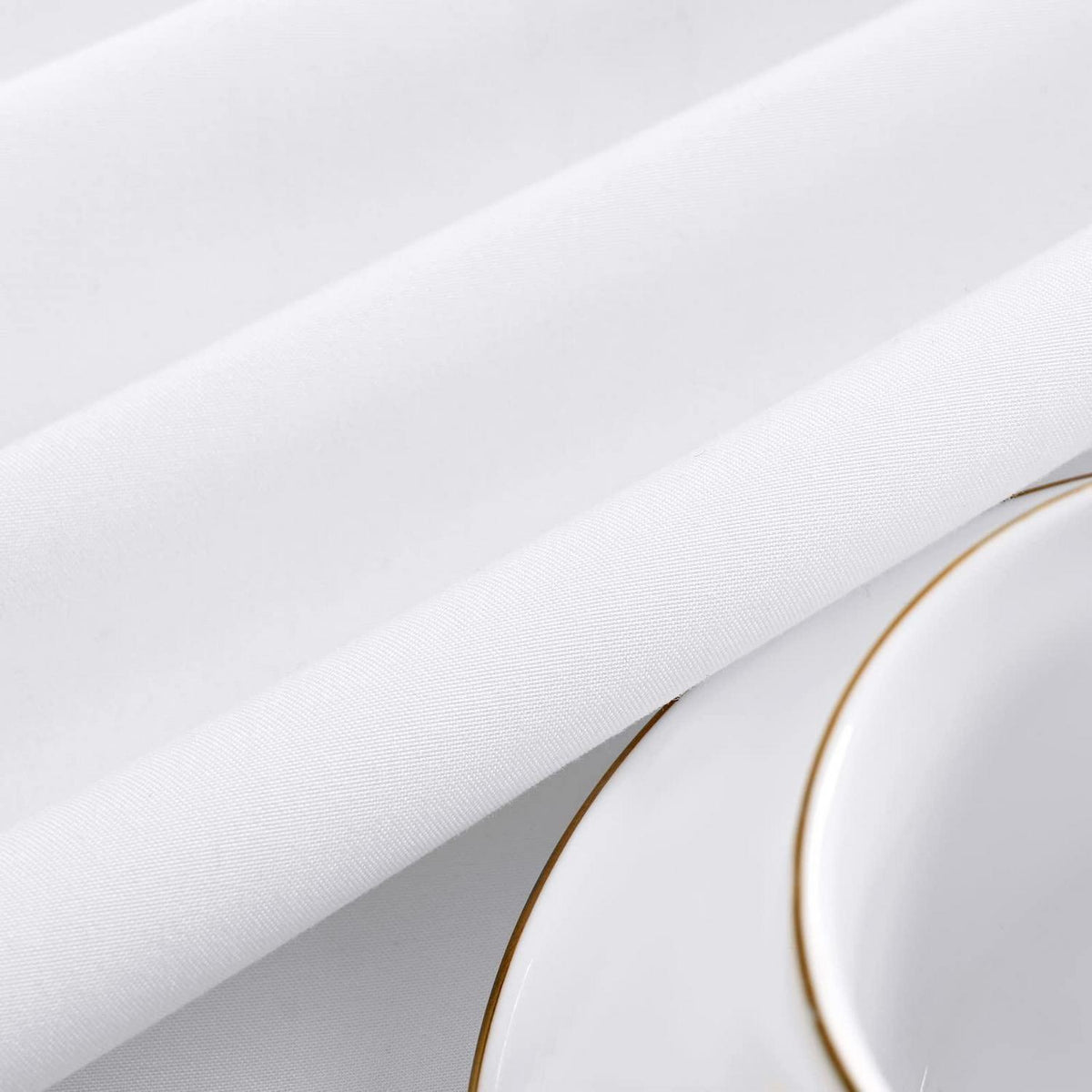 8x Runde Tischdecke Weiß 229 cm – Polyester, Knitterfrei