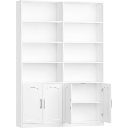Bücherregal mit Türen & Fächern – Weiß, 185,5 cm hoch
