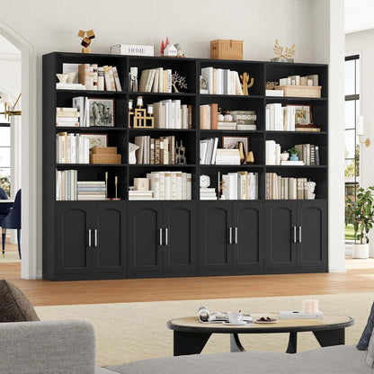 Bücherregal mit Türen & Fächern – Hochschrank 185,5 cm Schwarz