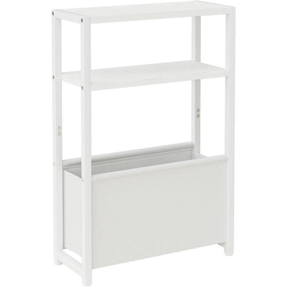 Schmaler Beistelltisch mit Stauraum & 3 Ablagen (Weiß)