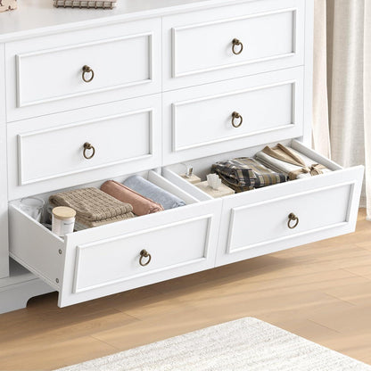 Kommode 6 Schubladen Weiß | 120cm Schubladenschrank für Schlafzimmer