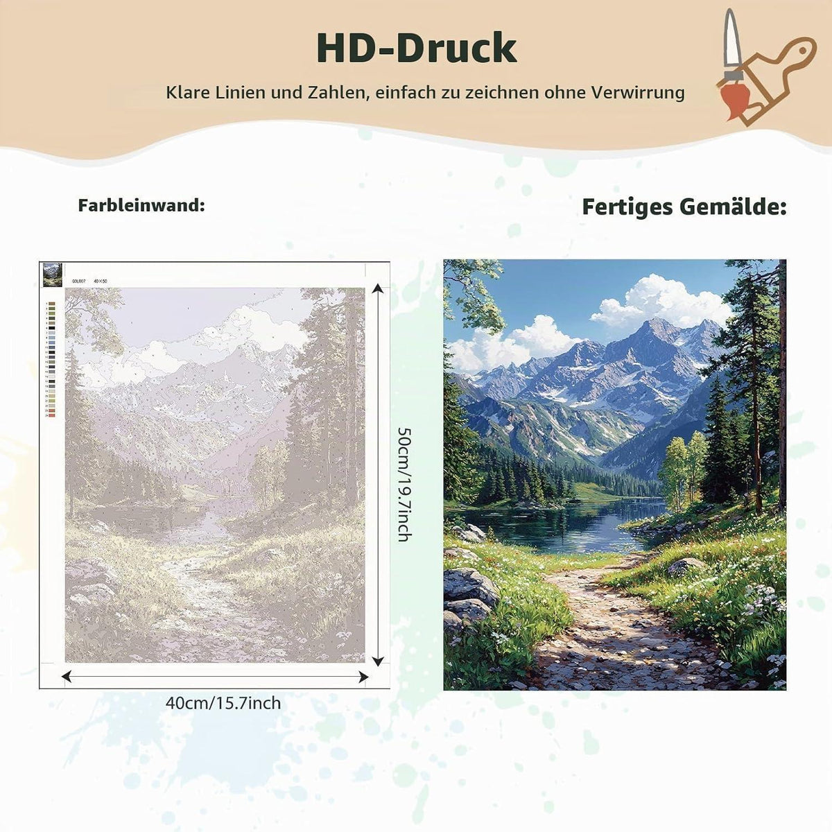 Malen nach Zahlen Erwachsene Berge Landschaft DIY Set 40x50cm