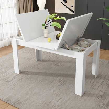 Esstisch weiß 120x70cm mit Stauraum – Multifunktional & Platzsparend