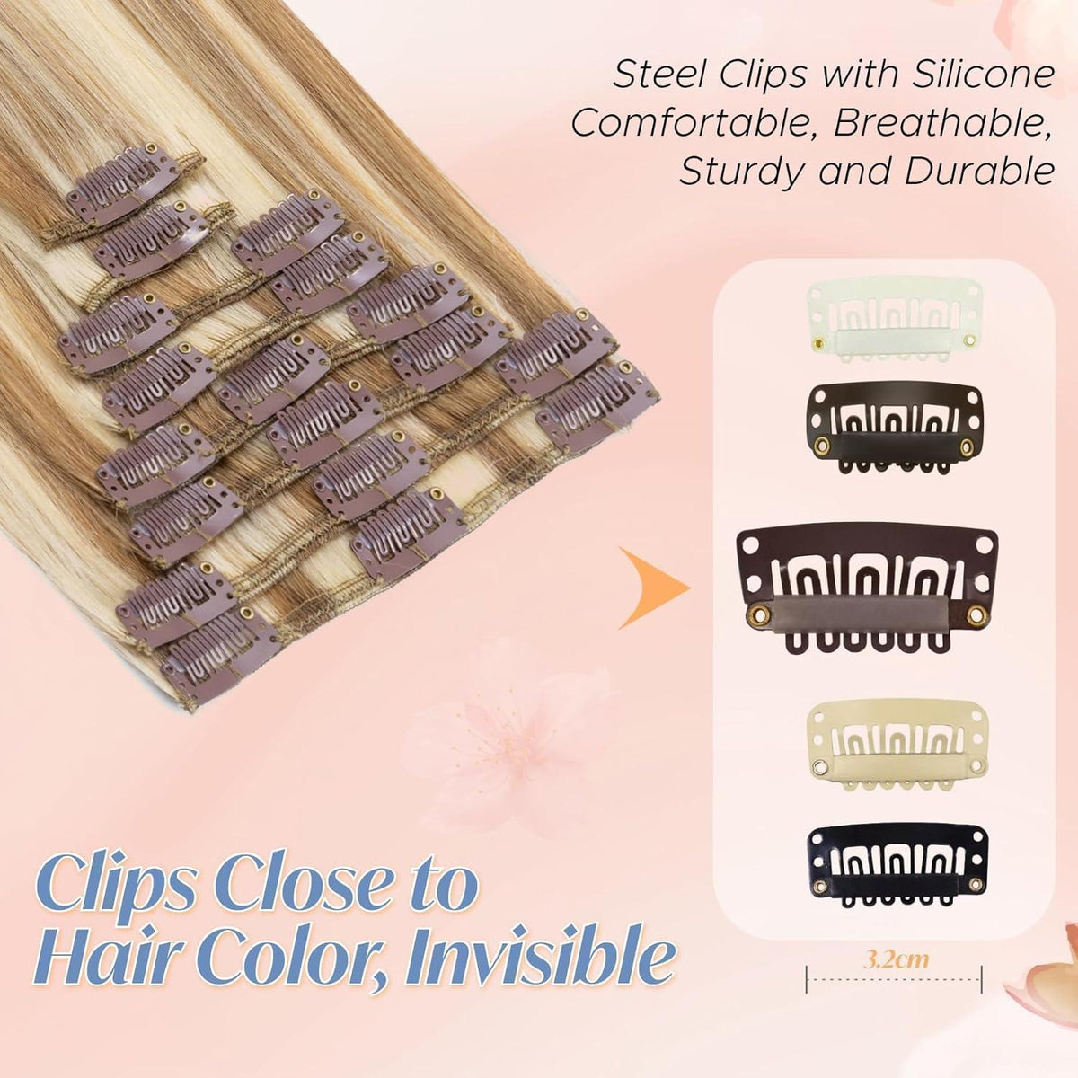 Remy Echthaar Clip-In Extensions Goldbraun & Blond 45cm