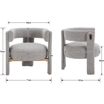 Leinen Loungesessel Grau – Bequemer Relaxsessel mit Holzrahmen