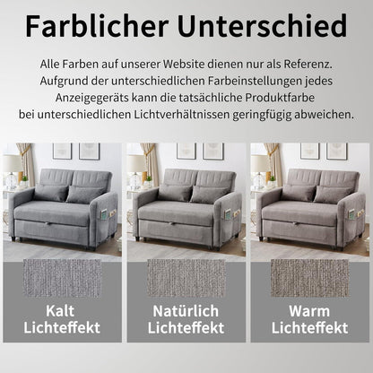 Zweisitzer Schlafsessel mit Bettkasten & Verstelllehne, Grau