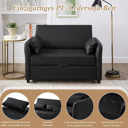 Klappsofa mit Bettkasten & Verstellbarer Rückenlehne Schwarz