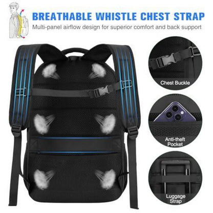Laptop Rucksack Schwarz Groß – Wasserdichter TSA-freundlicher Schulrucksack