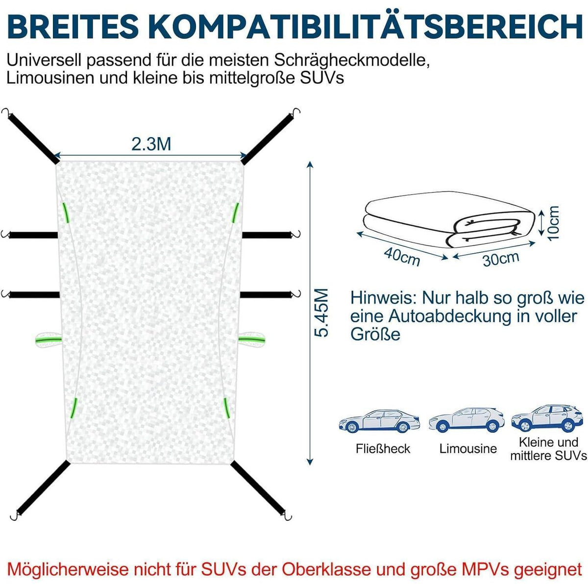 Halbgarage Auto Abdeckplane UV Schnee Regen Schutz Limousine SUV