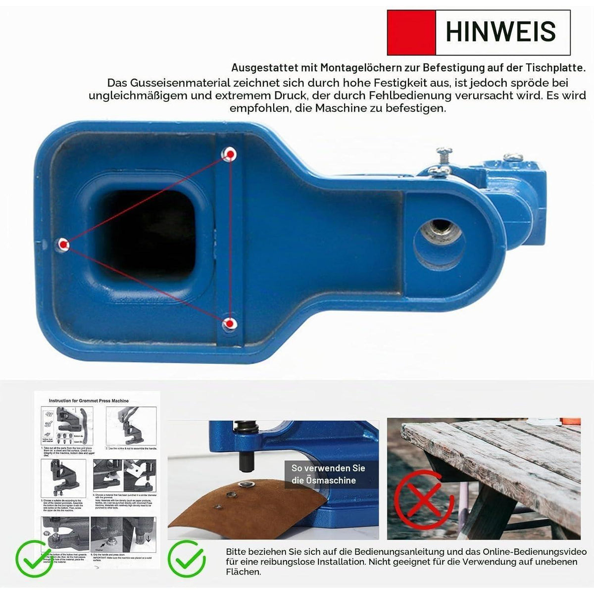 Handpresse Ösenmaschine Set mit Matrizen & 1500 Ösen