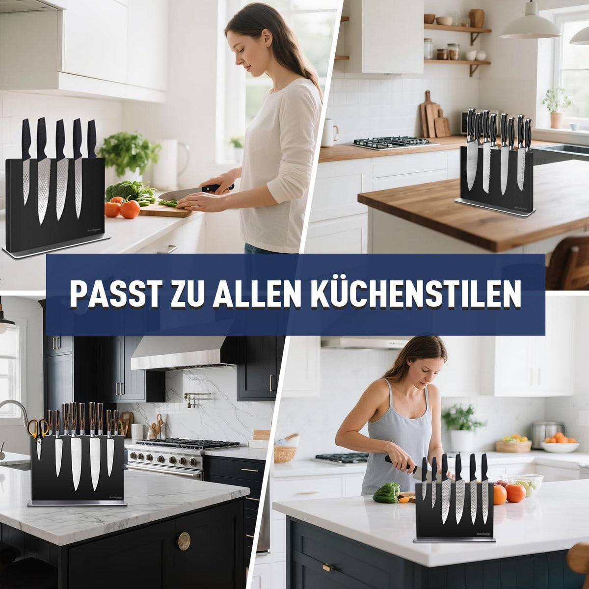 Magnetischer Messerblock Schwarz 30cm – Edelstahl & Bohrfrei