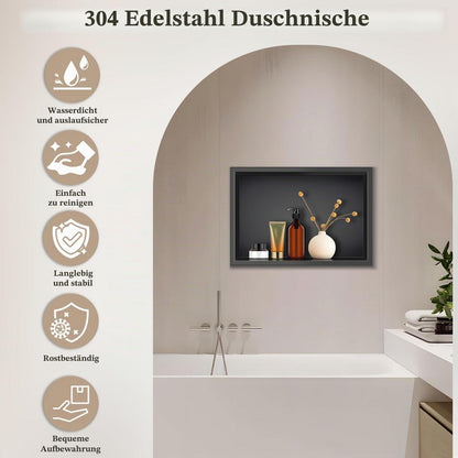 Edelstahl Duschnische Schwarz – Wandnische 45x30x10cm