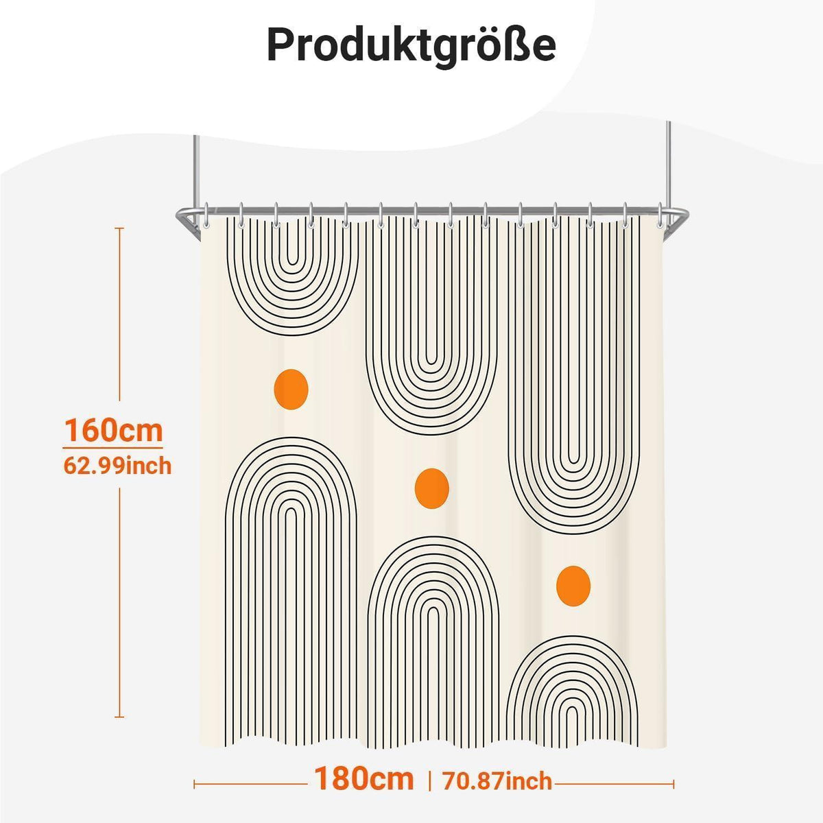 Duschvorhang Geometrische Kurve 180x160cm mit Haken