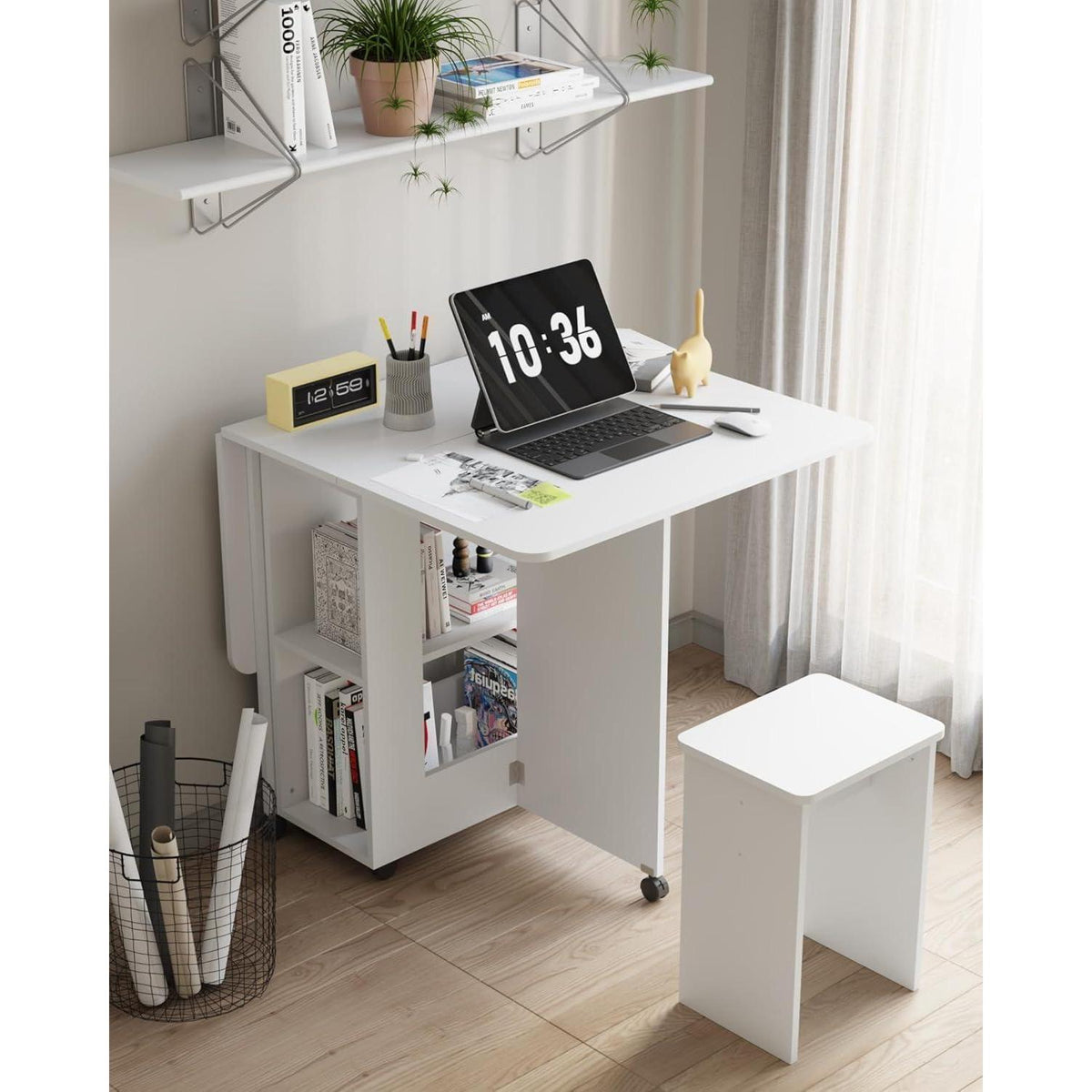 Klappbarer Esstisch Set mit 4 Stühlen – Weiß, 120x80cm