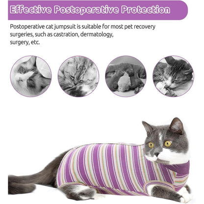Katzen-OP-Body nach Operation, Bauchwunden Schutz, Lila XS