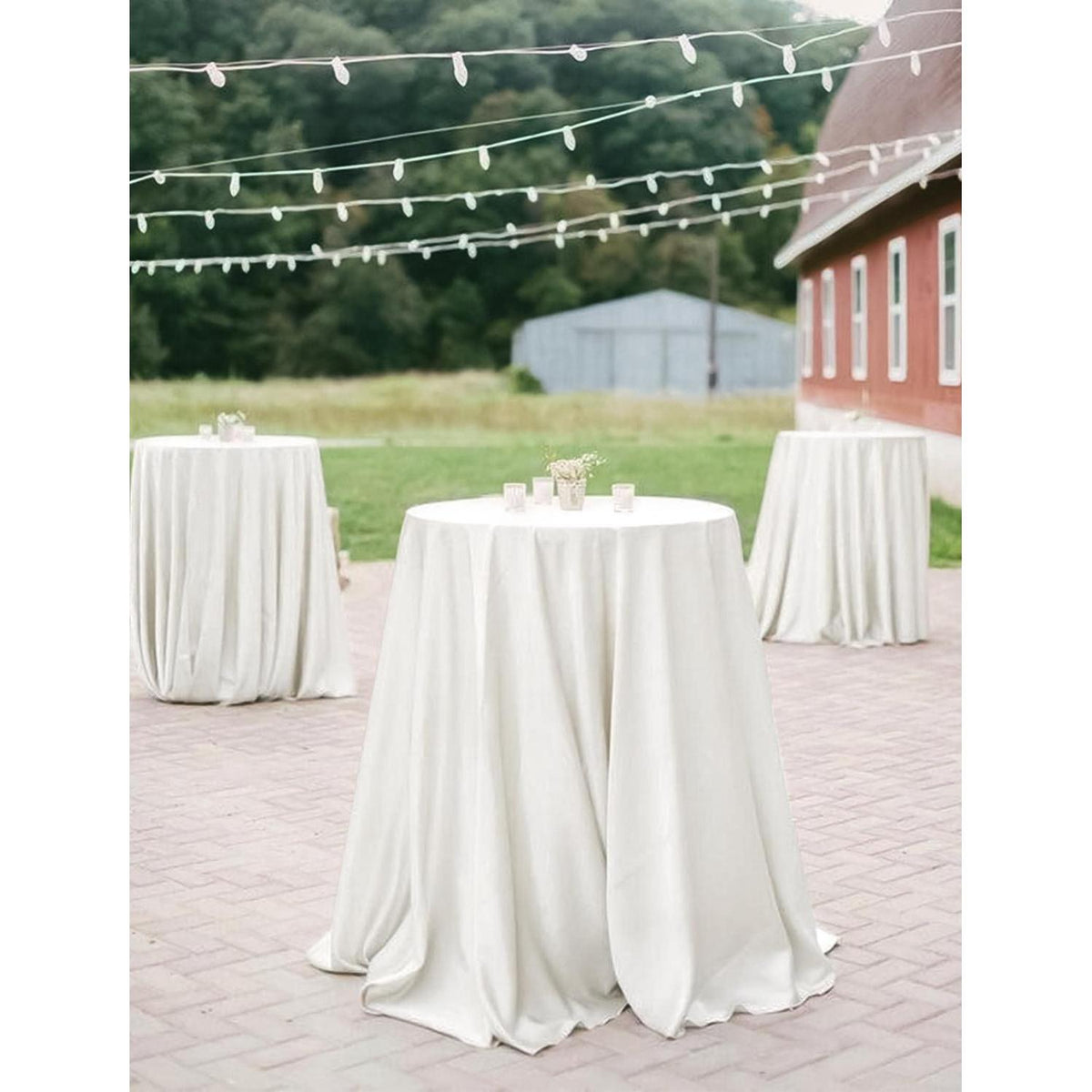 10er-Pack Elfenbein Tischdecken rund 90 Zoll Polyester
