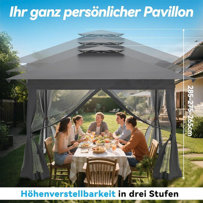 Faltbarer Gartenpavillon 4x4m mit EIN-Klick-Aufbau