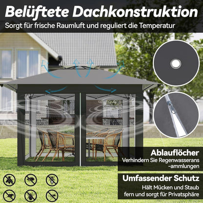 Faltbarer Gartenpavillon 4x4m mit EIN-Klick-Aufbau
