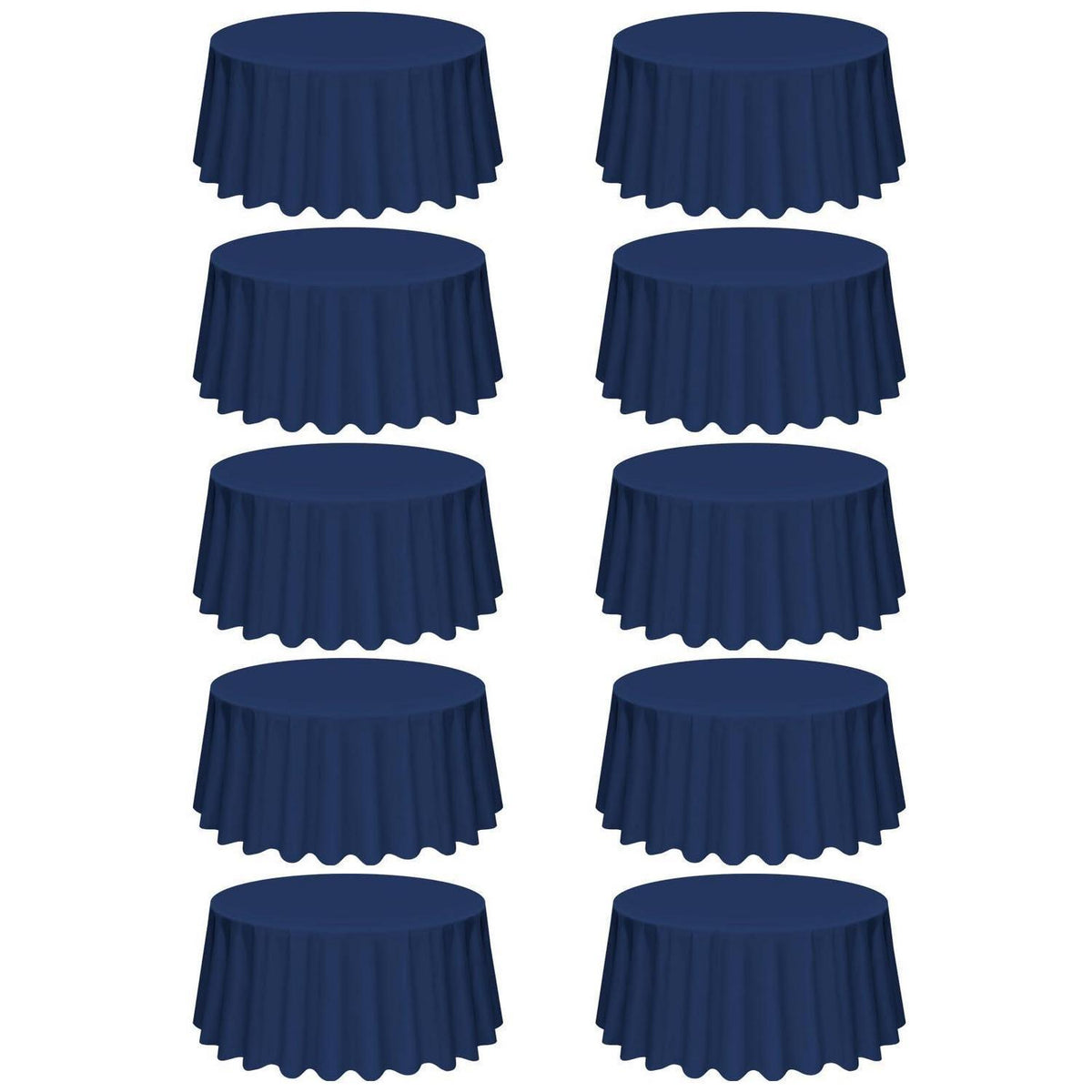 10er-Pack Navy Blau Rundtischdecke 305cm – Flecken- & Faltenresistent