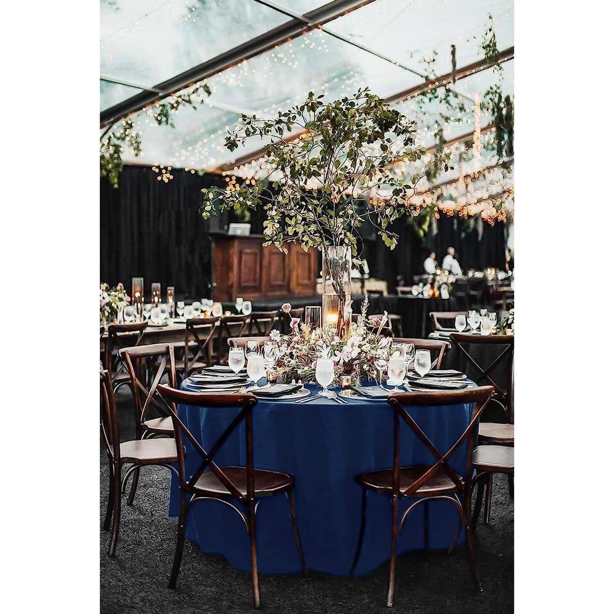 10er-Pack Navy Blau Rundtischdecke 305cm – Flecken- & Faltenresistent