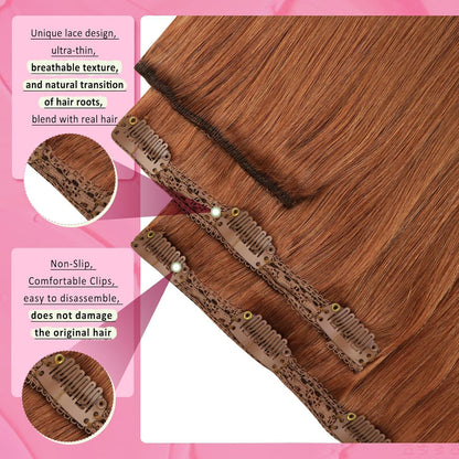 Clip-in Echthaarverlängerung 40cm Rotbraun – Salon Qualität