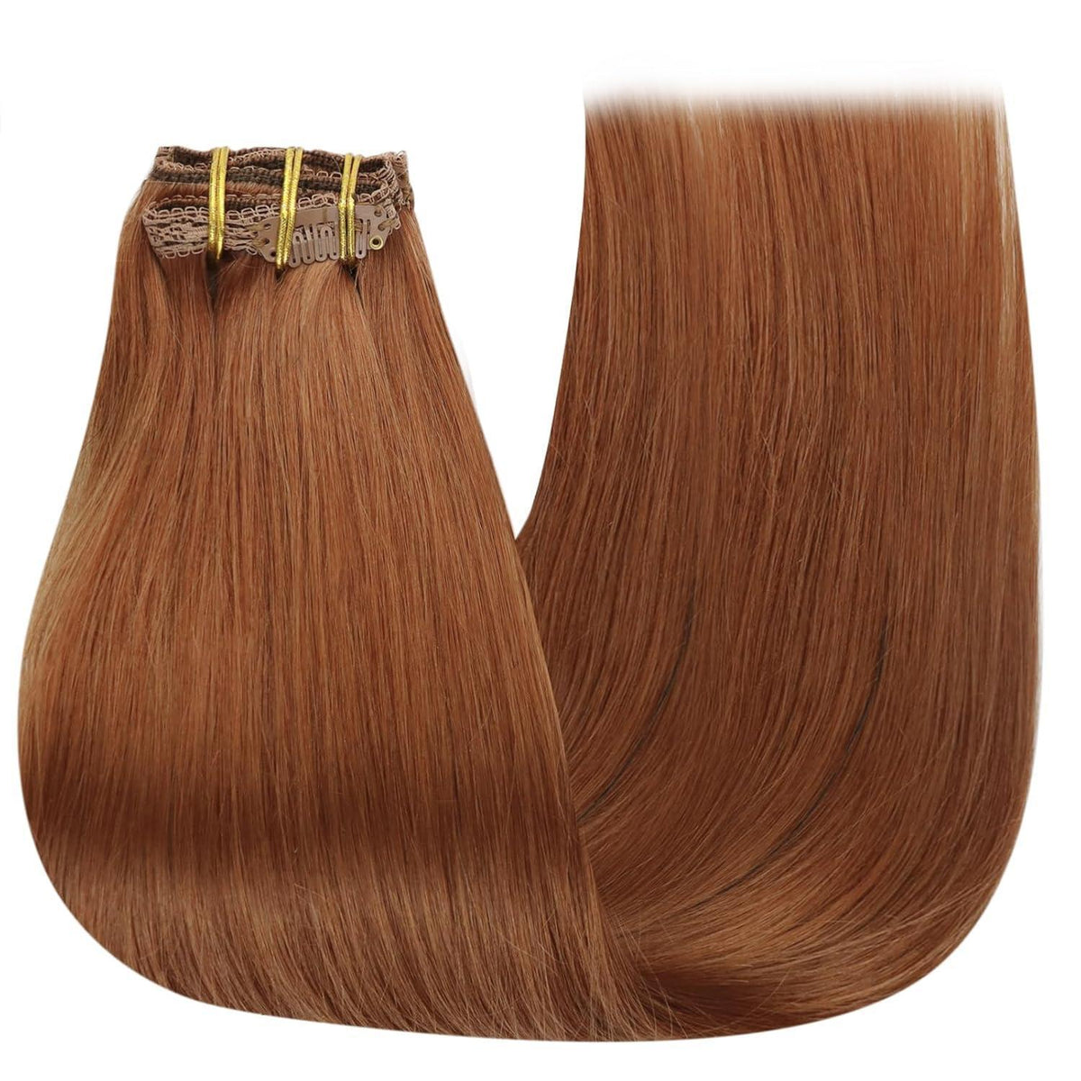 Clip-in Echthaarverlängerung 40cm Rotbraun – Salon Qualität