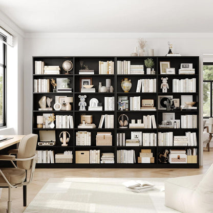 Bücherregal 12 Fächer – Standregal Schwarz für Wohnzimmer & Büro