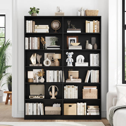 Bücherregal 12 Fächer – Standregal Schwarz für Wohnzimmer & Büro
