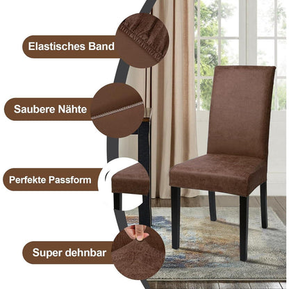 Stretch Stuhlhussen Sämischleder 4er Set Braun