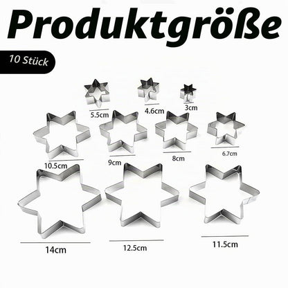Ausstecher Stern Set 10 Größen Edelstahl Plätzchen Fondant Kuchen Deko