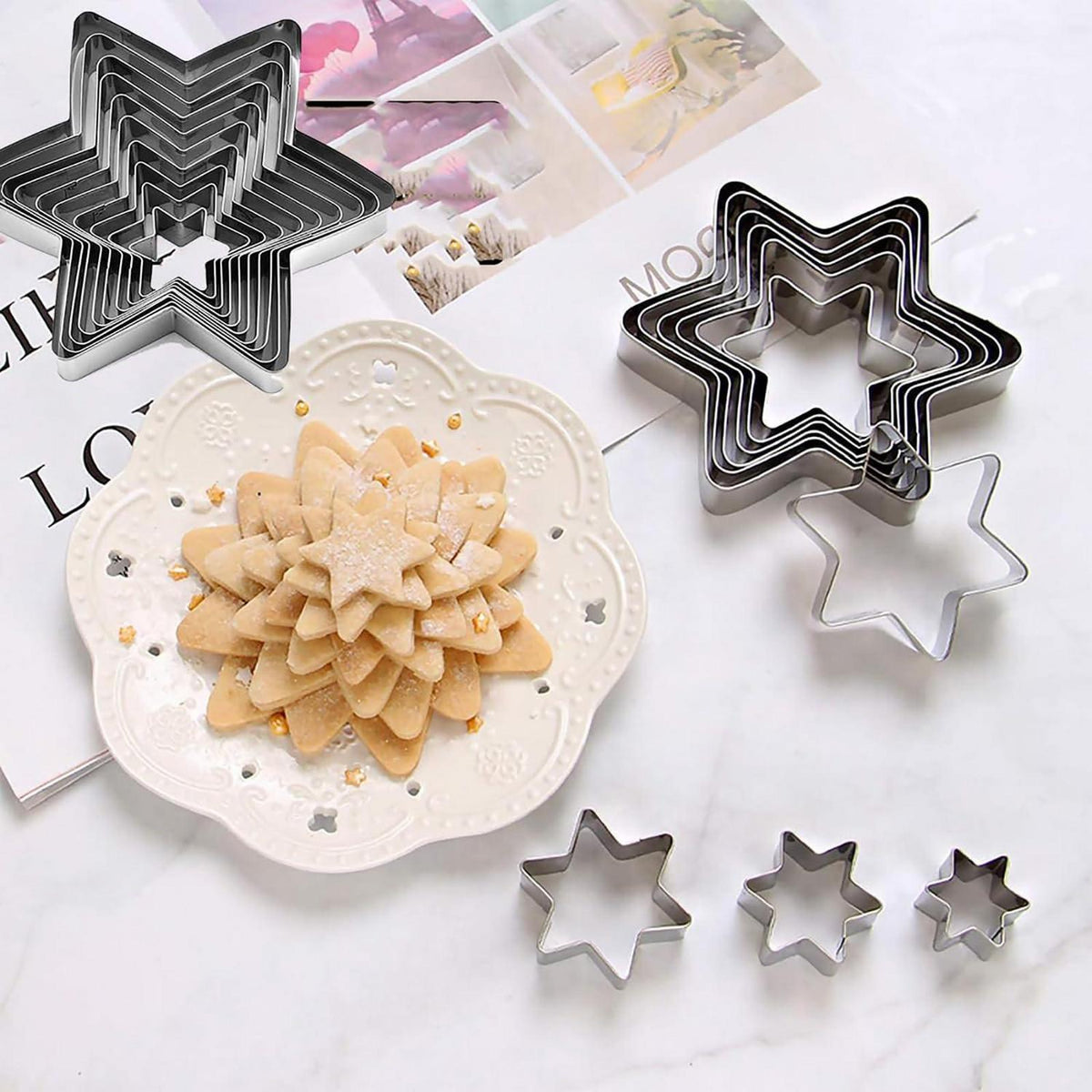 Ausstecher Stern Set 10 Größen Edelstahl Plätzchen Fondant Kuchen Deko