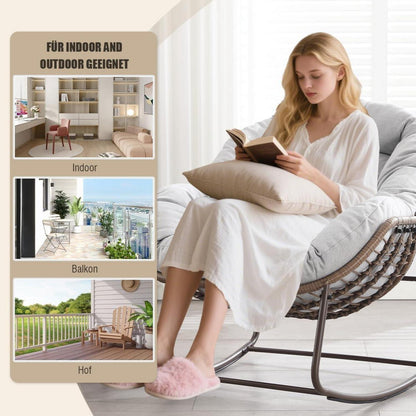 Rattan Schaukelstuhl Eiersessel Indoor Outdoor Wohnzimmer Balkon