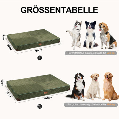 Orthopädisches Hundebett Groß – Grün, 107x76x10 cm
