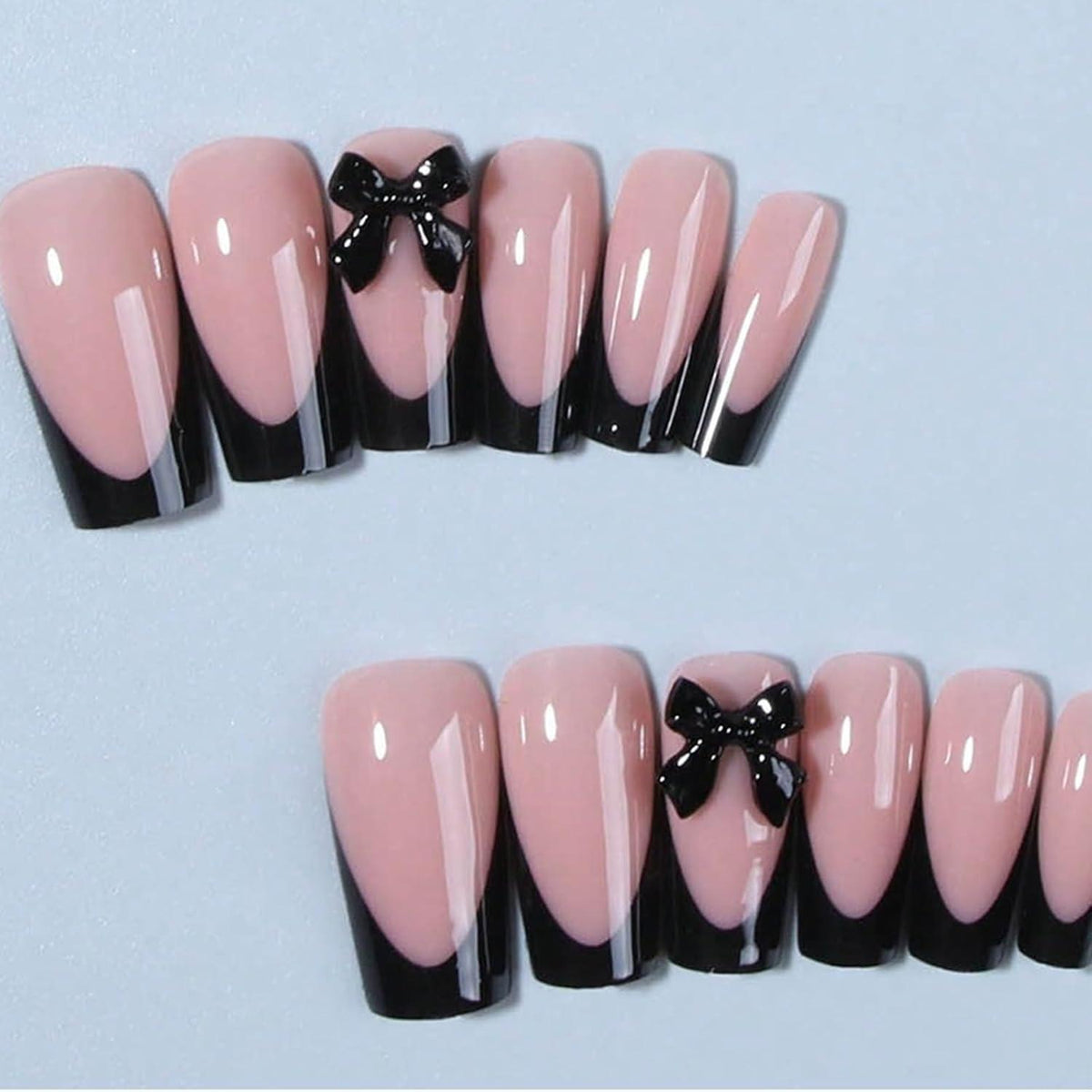 Französische Nagelspitzen Schwarz – 24 Stk. Aufkleber & Nagelfeile