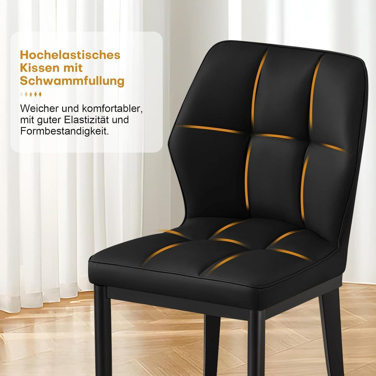 Esszimmerstühle 4er Set, Modernes mit Rautenmuster in Lederoptik