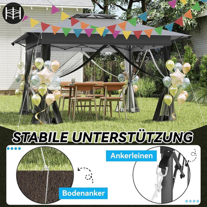 4x4m Faltpavillon mit UV-Schutz & Moskitonetz