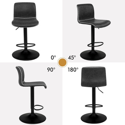 Barhocker Set 2er, Gepolstert, Drehbar, Dunkelgrau