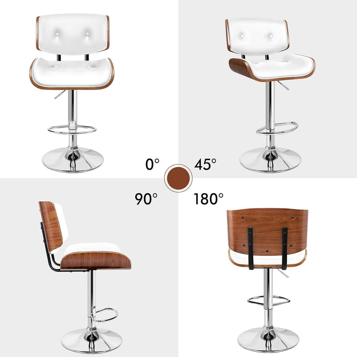Verstellbarer Barhocker mit 360° Drehung – Weiß