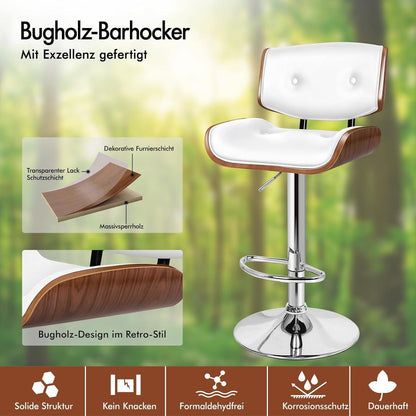 Verstellbarer Barhocker mit 360° Drehung – Weiß