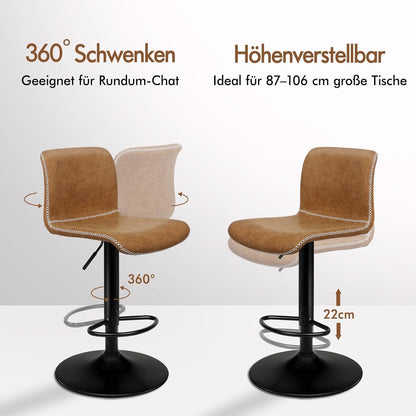 Vintage Barhocker Set Braun – Höhenverstellbar & Drehbar