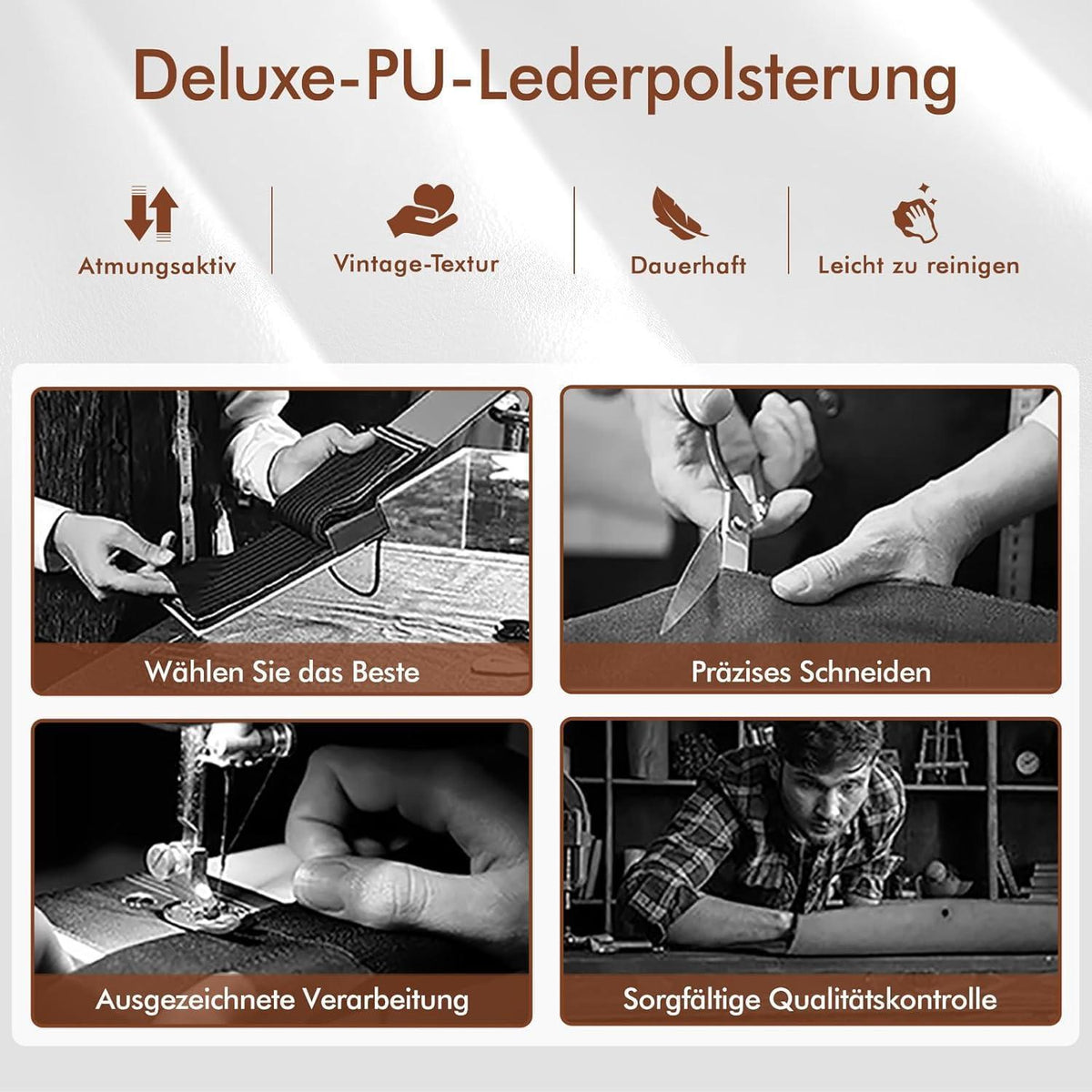 Höhenverstellbarer Barhocker mit Holzlehne – Weiß