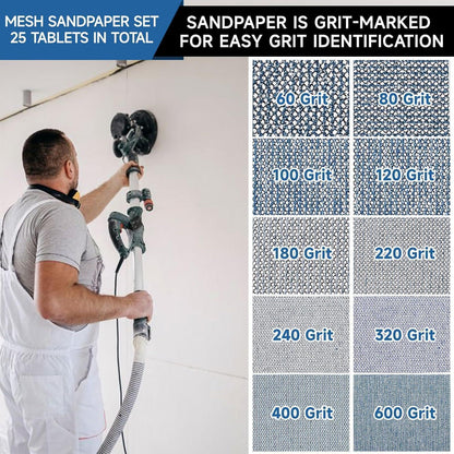 Schleifpapier 225mm Klett, Keramik Schleifgitter 25 Stück Mix Körnung