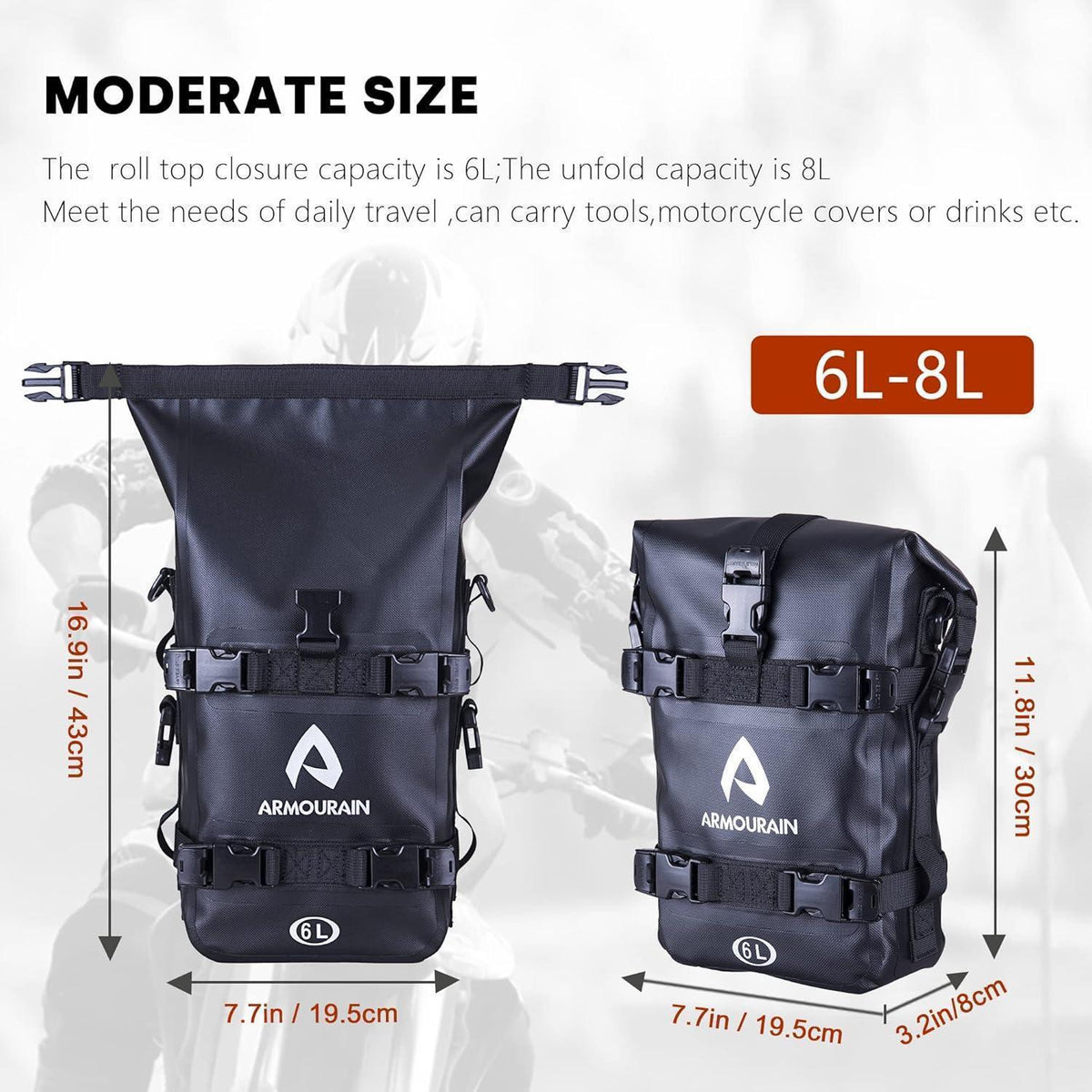 Motorrad Sturzbügeltasche 12L Wasserdicht mit Schultergurt