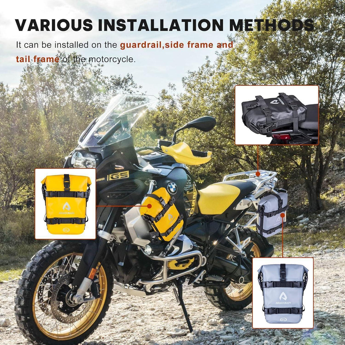 Motorrad Sturzbügeltasche 12L Wasserdicht mit Schultergurt