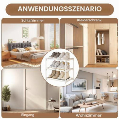Schuhregal Schmal – 3 Ebenen, Metall & Weiß – Platzsparende Schuhablage