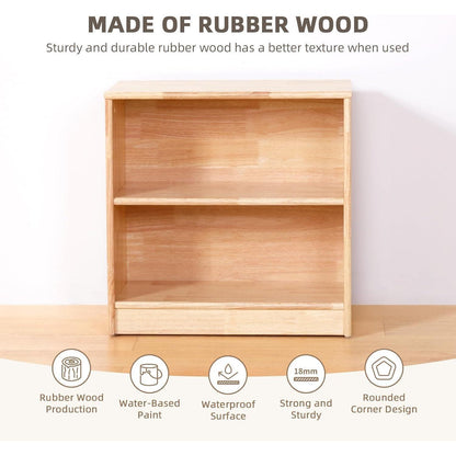 Gummibaumholz Montessori Regal 60cm – Kleinkind Bücherregal