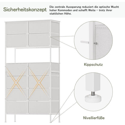 Hohe Kommode mit 12 Schubladen – Weiß, 80x163 cm